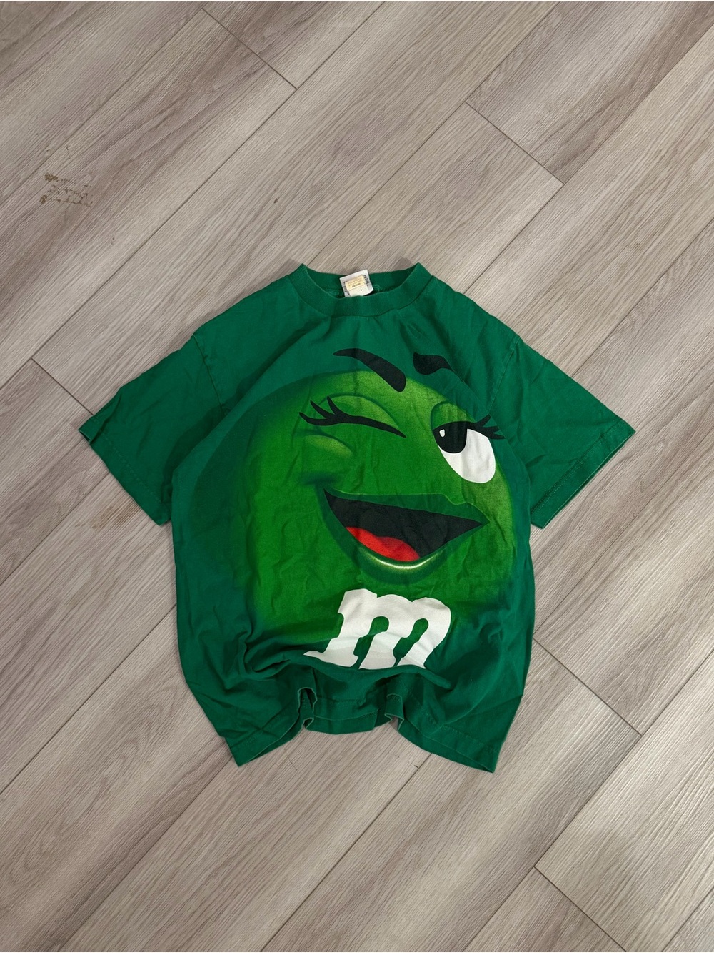Rare Vintage Green M&M's Candy Michelle Mars Big Print T-shirt